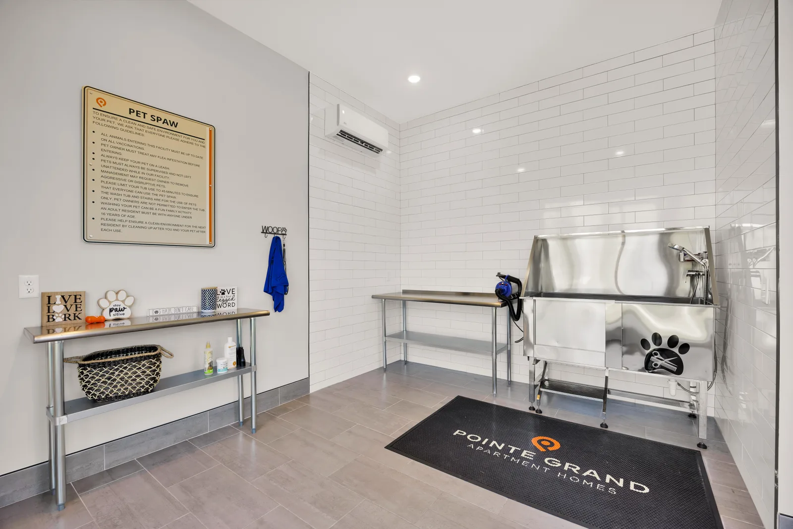 Pet spa at a Pointe Grand community