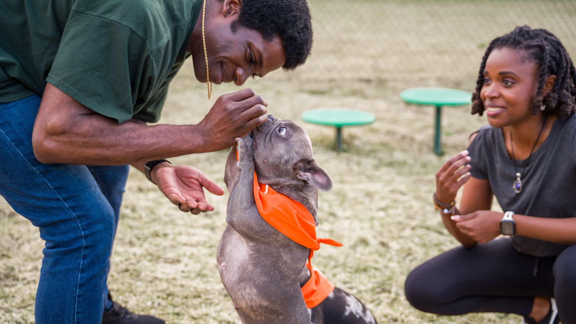 Residents and their dogs at a Pointe Grand community
